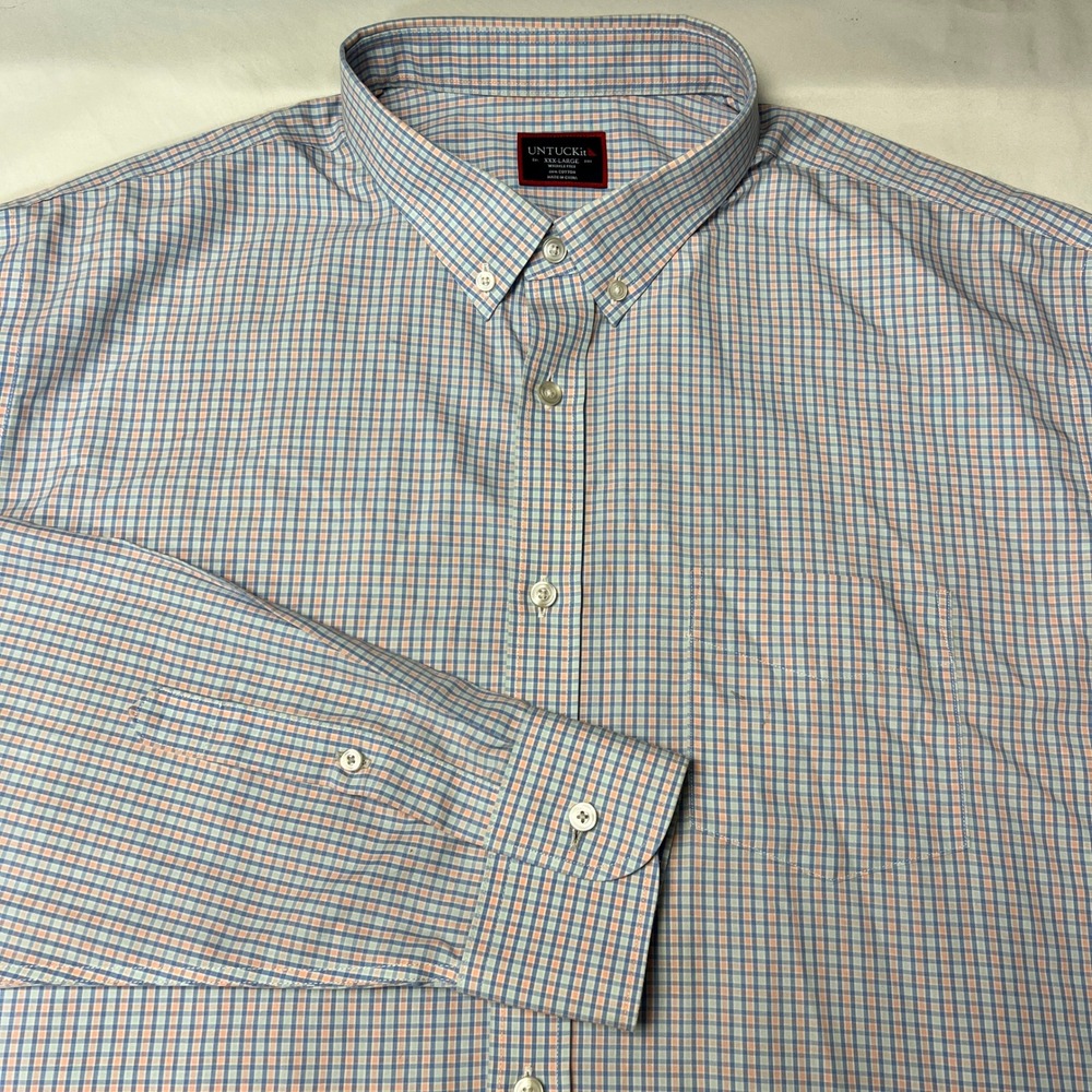 UNTUCKit Pastel Wrinkle-Free Button Down Plaid Shirt Long Sleeve‎ XXX-Large